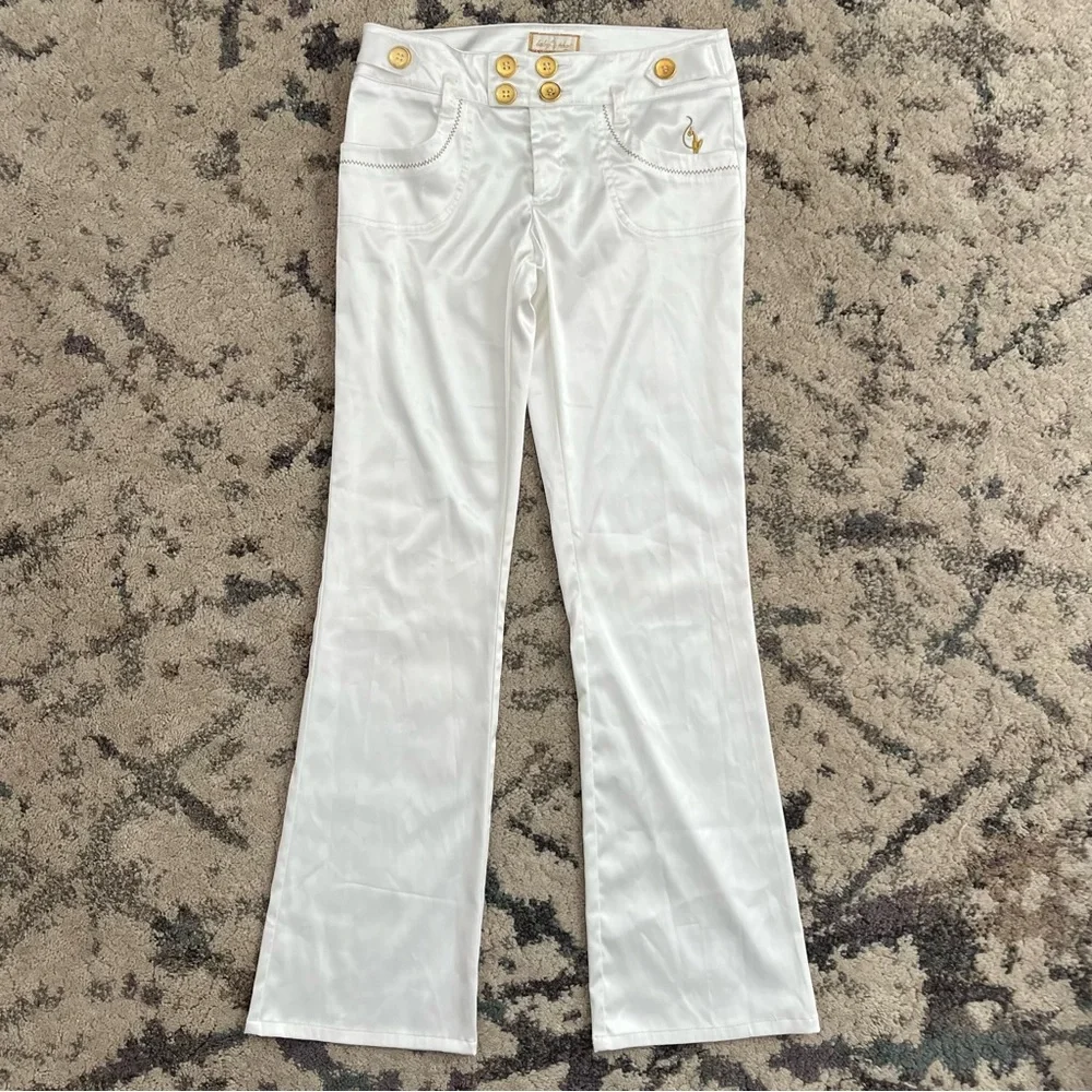 Y2K Baby Phat White Satin Bootcut Pants - Picture 2 of 6